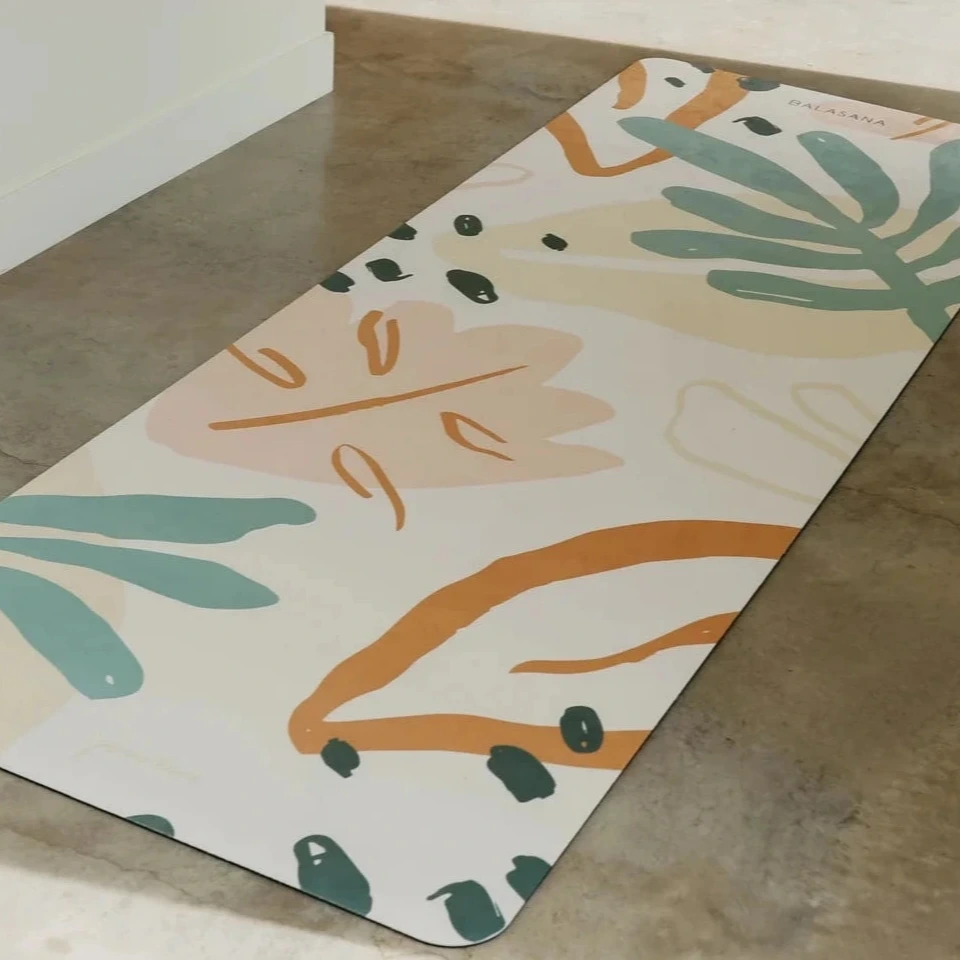yoga mat with leaf pattern by jasmine kroeze