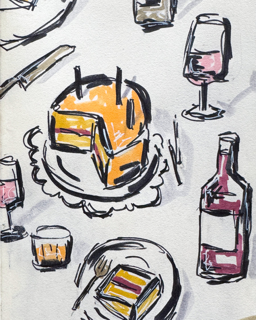 greeting card illustration loose birthday cake