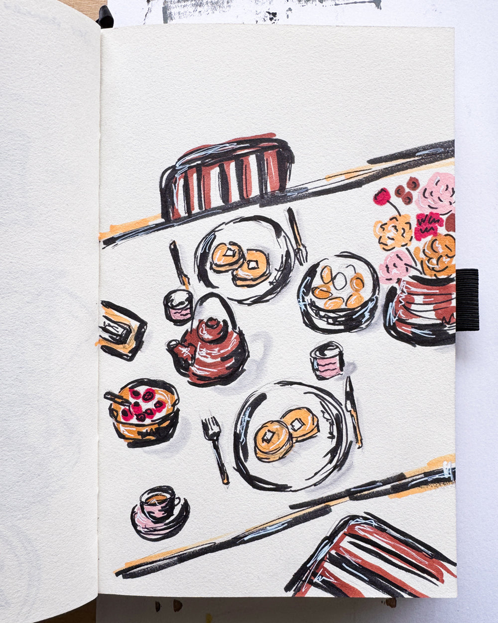brunch food illustration loose style