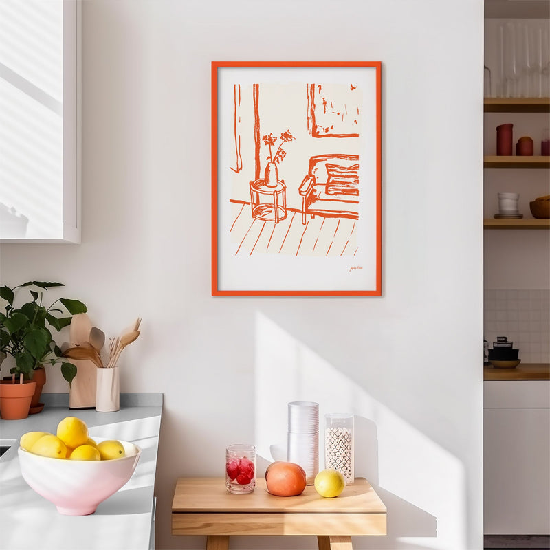 Couch Confessions - Orange/ Cream - Print by NZ Artist Jasmine Kroeze