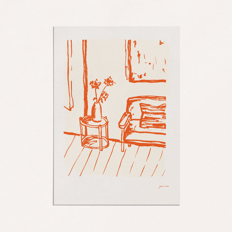Couch Confessions - Orange/ Cream - Print by NZ Artist Jasmine Kroeze