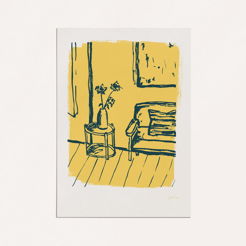 Couch Confessions - Navy/ Yellow - Print by NZ Artist Jasmine Kroeze