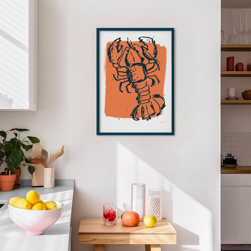 Kōura vs Crayfish - Orange/ Navy - Art Print