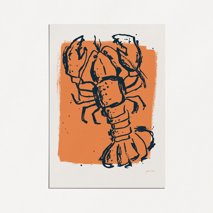 Kōura vs Crayfish - Orange/ Navy - Art Print