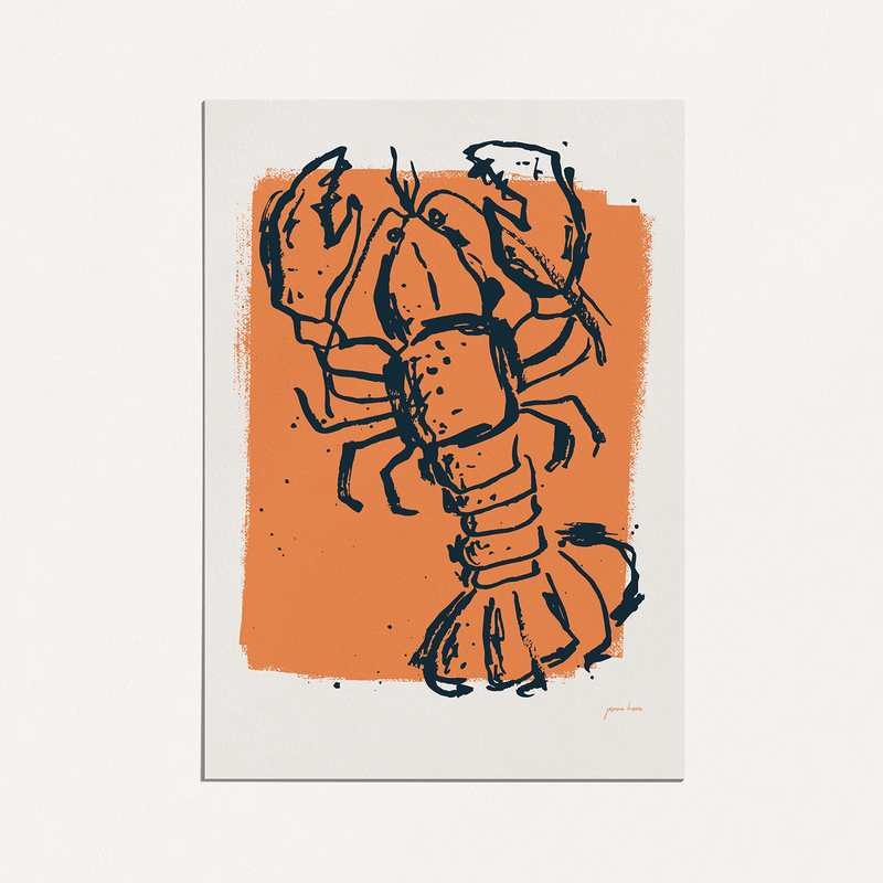 Kōura vs Crayfish - Orange/ Navy - Art Print