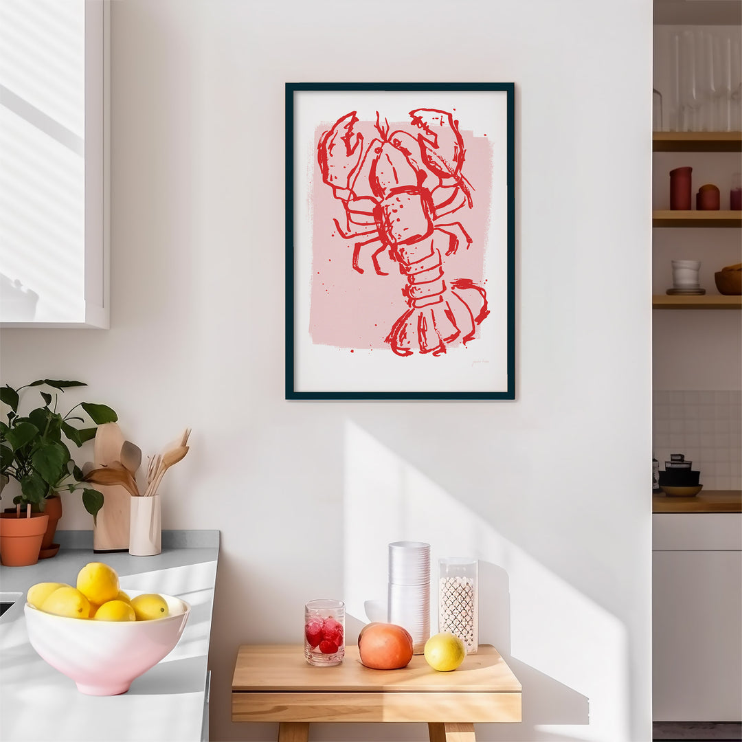 Kōura vs Crayfish - Pink/ Red - Art Print