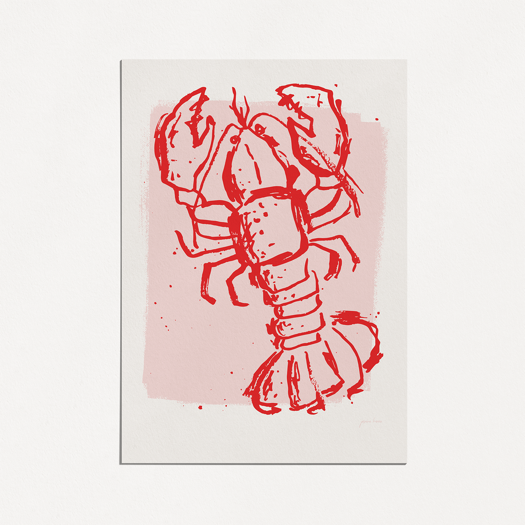 Kōura vs Crayfish - Pink/ Red - Art Print