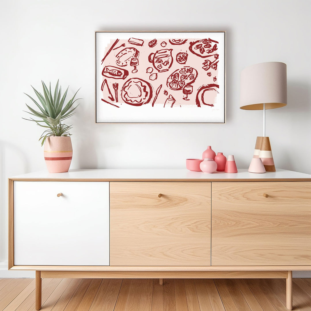 Sips of Sangria - Pink/ Red - Art Print