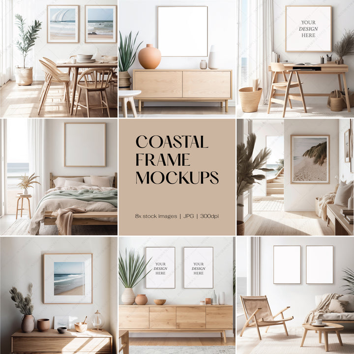 Coastal Wall Art Frame Mockup PSD