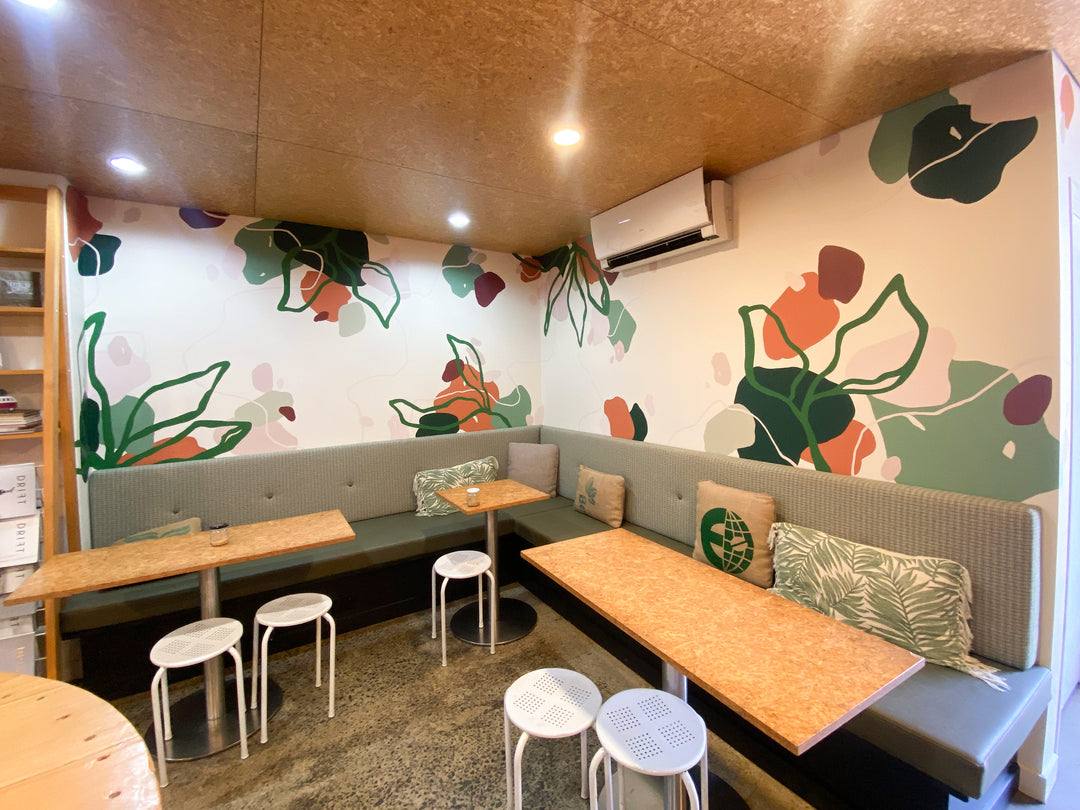 Excelso Cafe - Coffee Leaves Interior Mural