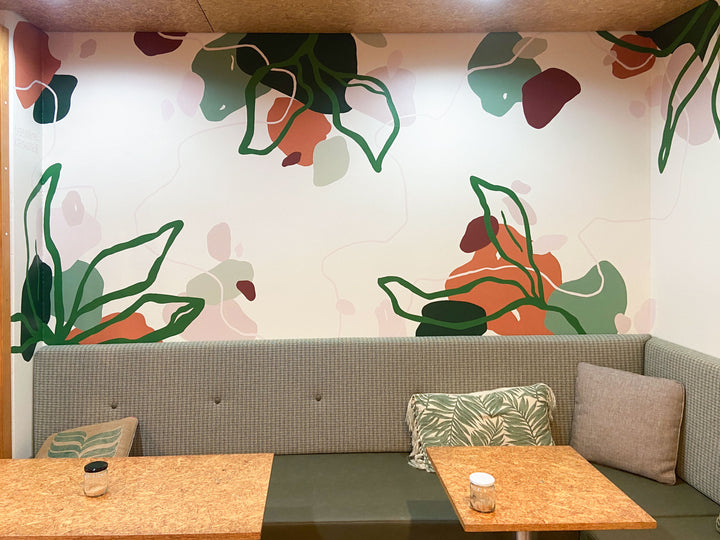 Excelso Cafe - Coffee Leaves Interior Mural