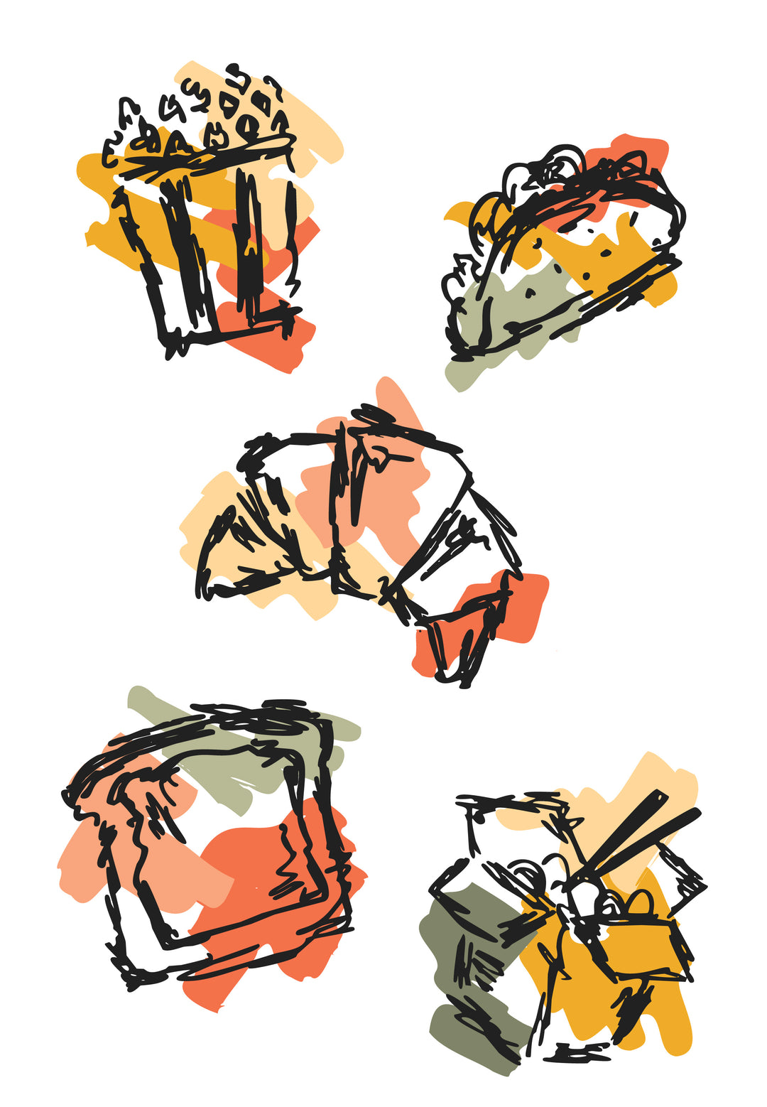 food illustration sketch style nz art