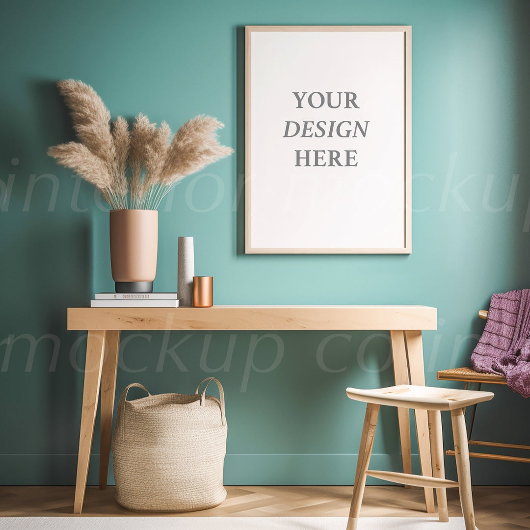 entryway Colorful Frame Mockup Bundle PSD Bright Modern Interior Room Colourful Wall Art Frames