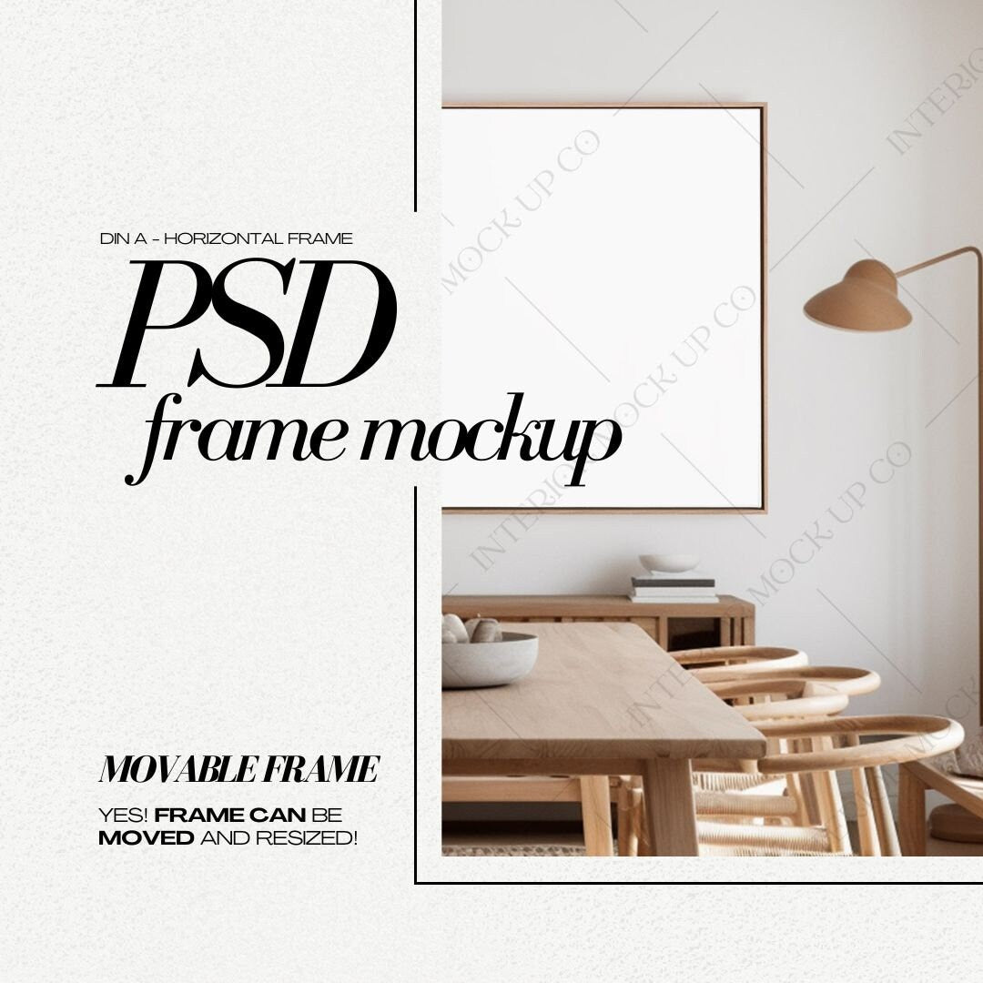 DIN A Horizontal Frame Mockup PSD