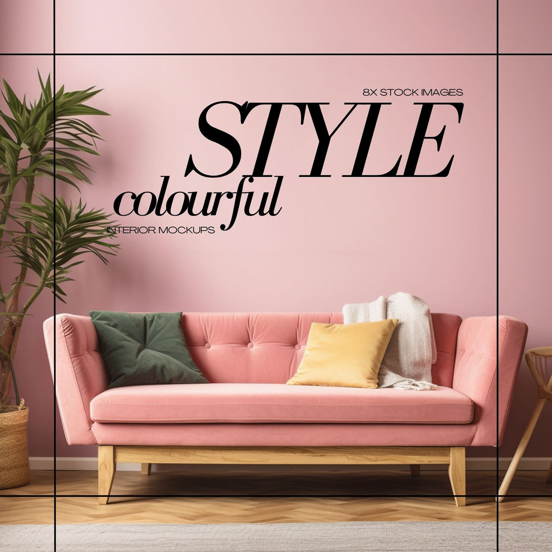 Colorful Interior Stock Image Blank Wall JPG Bright