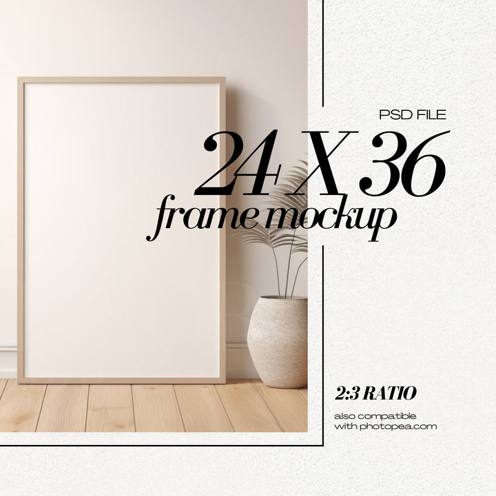 20x30 Leaning Frames Mockup PSD Wooden Frame