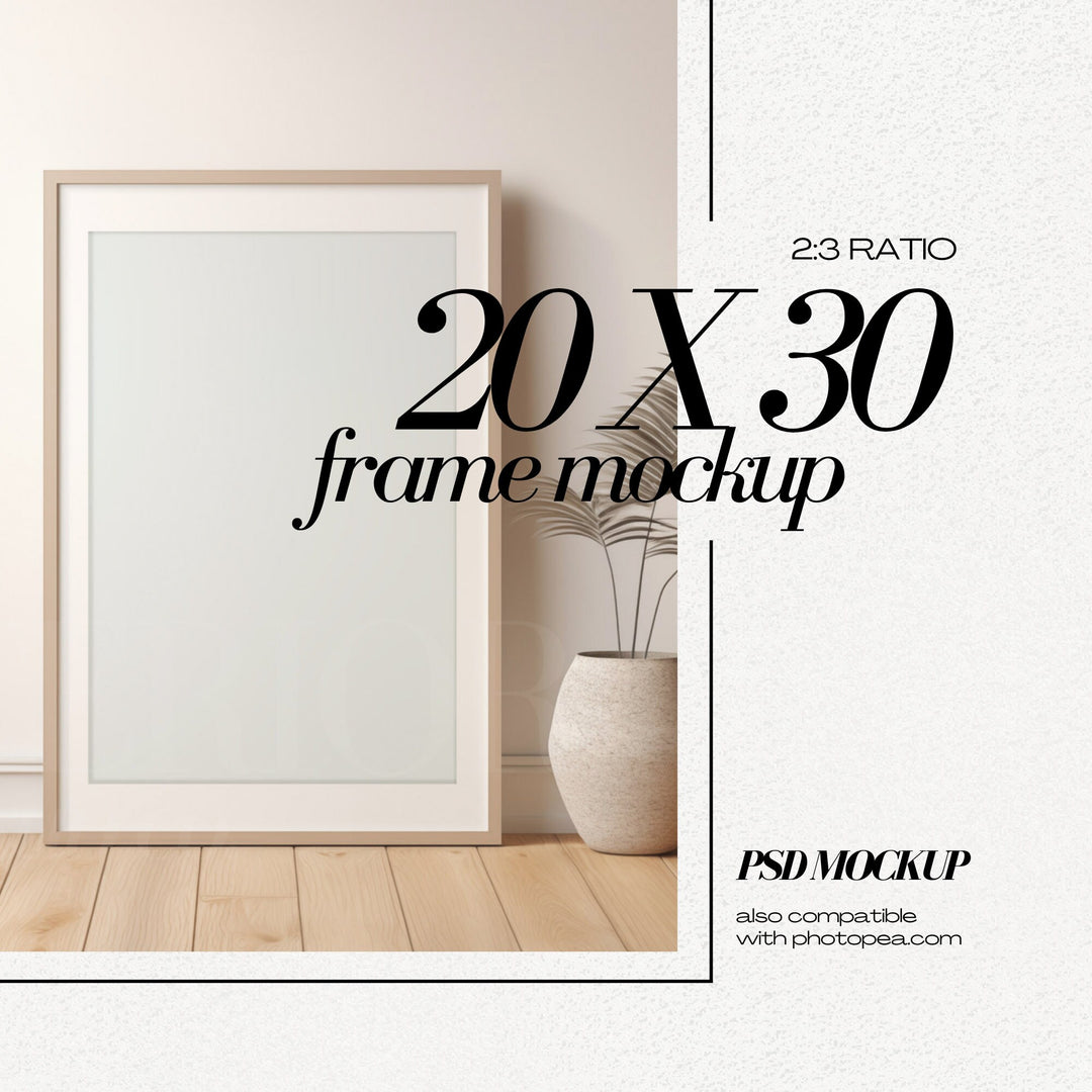 20x30 Leaning Frames Mockup PSD Wooden Frame