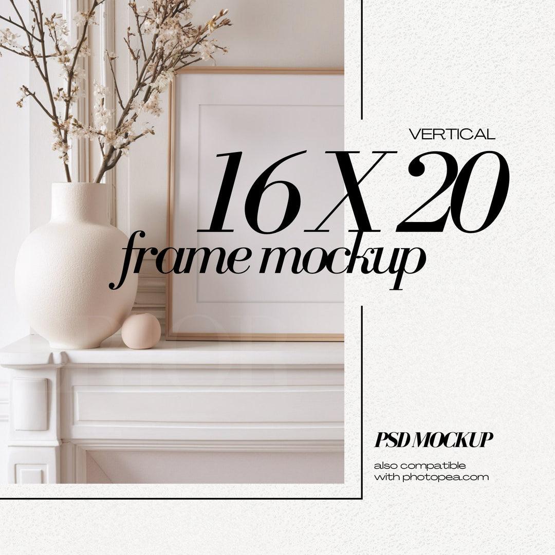 16x20 Frame Mockup PSD Coquette Room