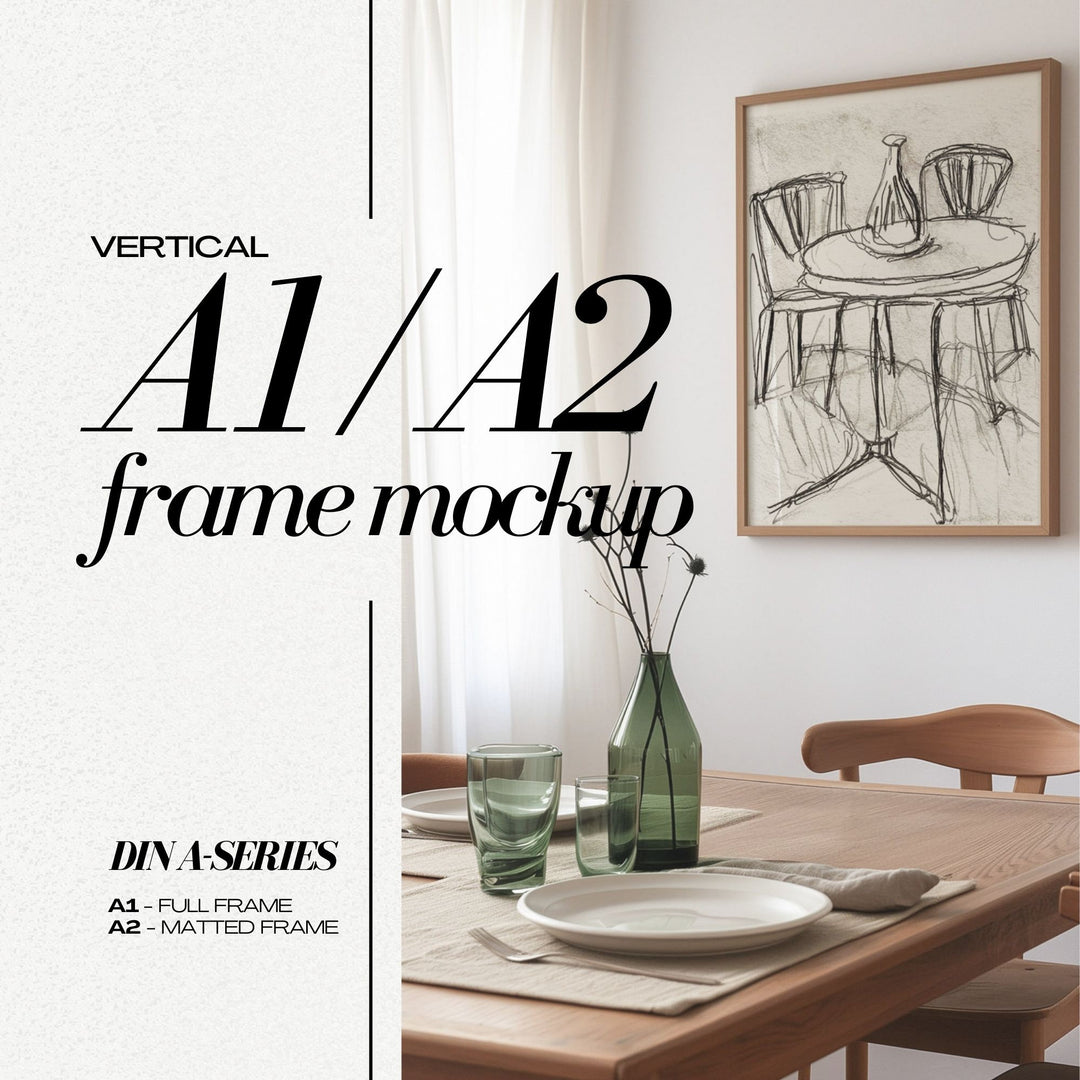 Modern Frame Mockup Bundle PSD Japandi Interior Style Wooden Frames Mock up Set for Wall Art