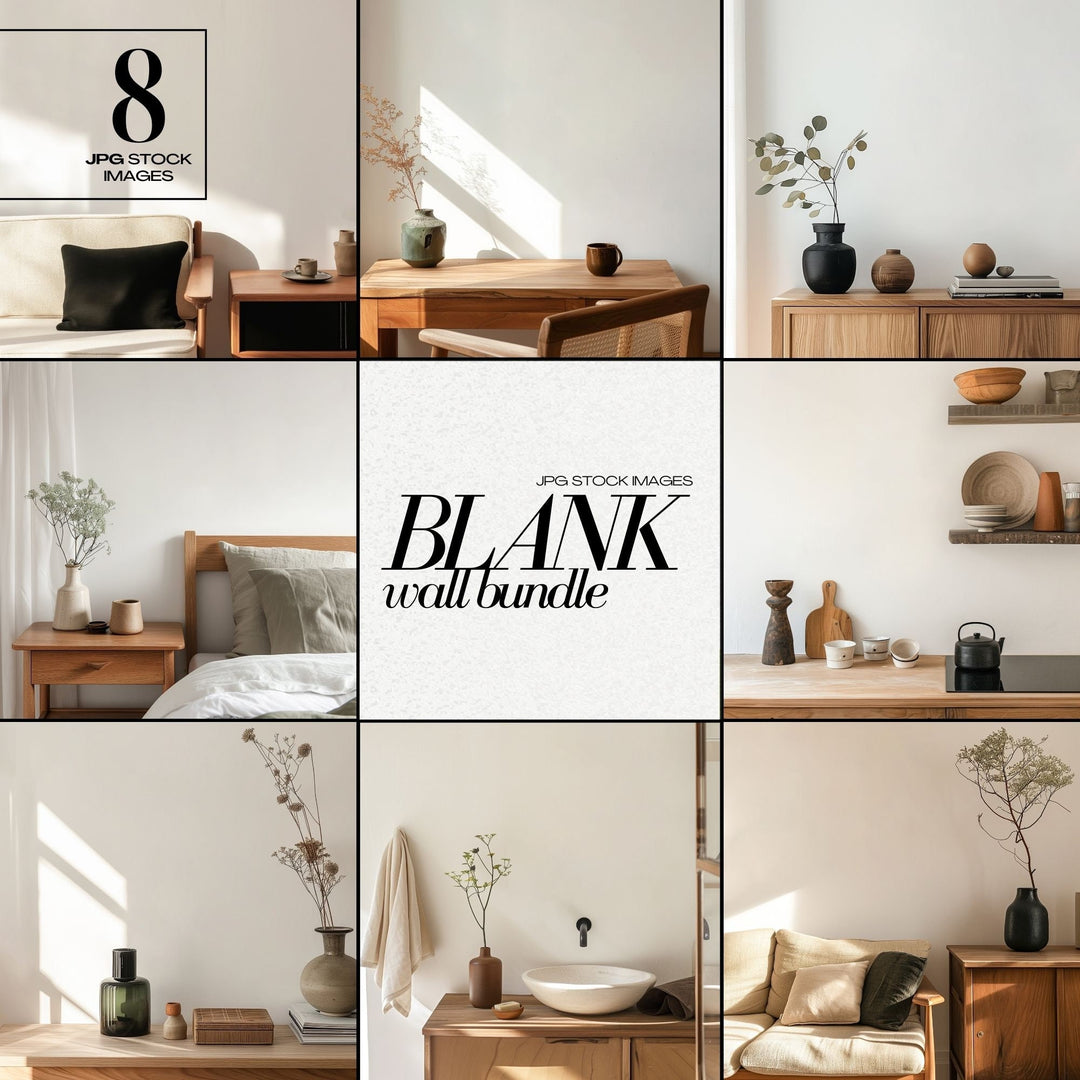 Blank Wall Mockup Bundle JPG Modern Interior