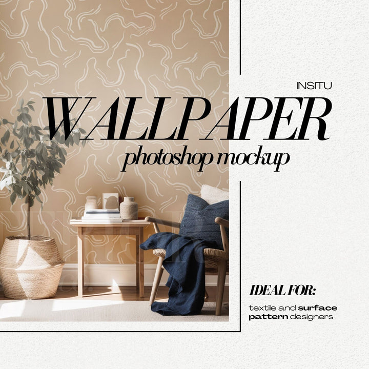 PSD Wallpaper Mockup Procreate compatible Mock up Interior Room for Surface Pattern Wallcovering