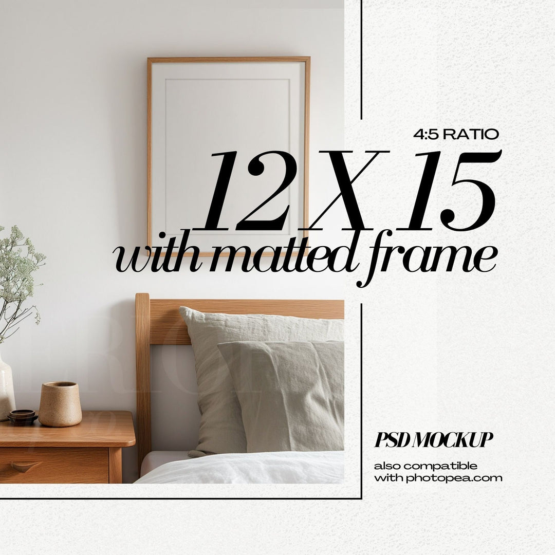 16x20 Frame Mockup PSD Modern Bedroom