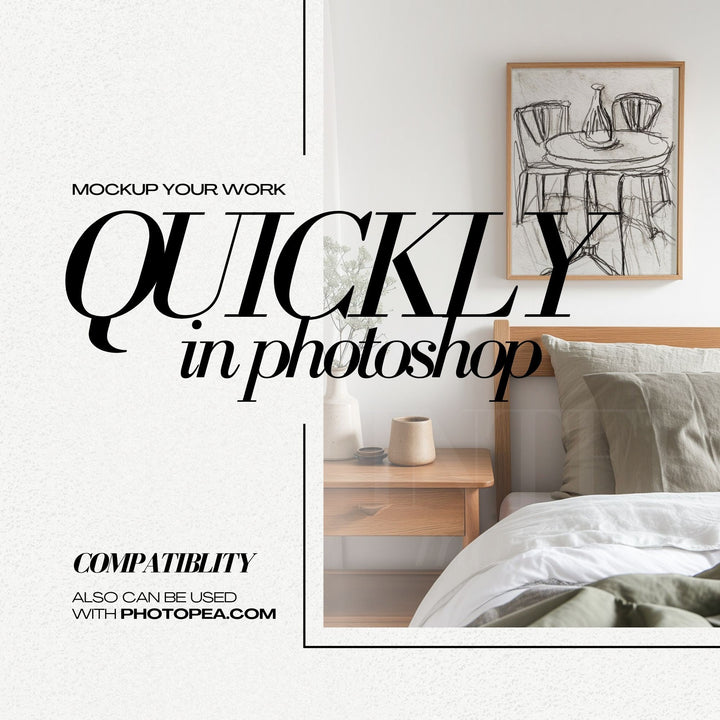 16x20 Frame Mockup PSD Modern Bedroom