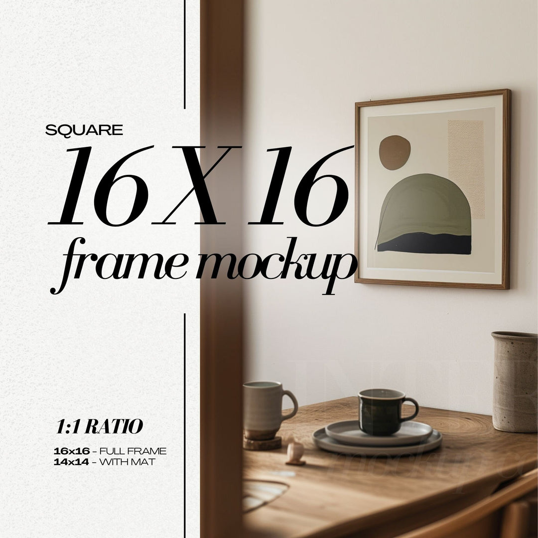 Modern Frame Mockup Bundle PSD Japandi Interior Style Wooden Frames Mock up Set for Wall Art