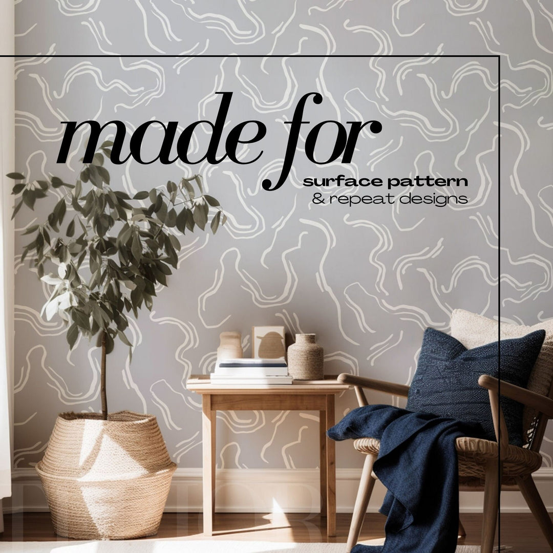 PSD Wallpaper Mockup Procreate compatible Mock up Interior Room for Surface Pattern Wallcovering