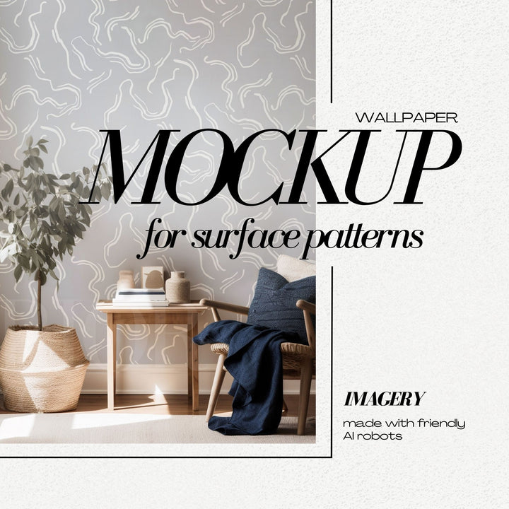 PSD Wallpaper Mockup Procreate compatible Mock up Interior Room for Surface Pattern Wallcovering