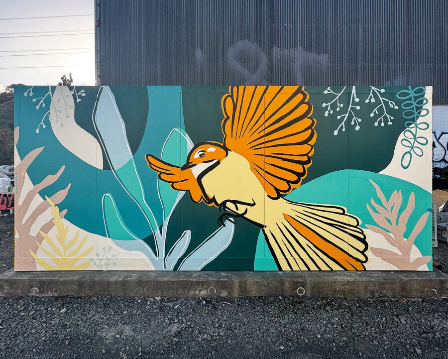 piwakawaka auckland mural for kiwirail