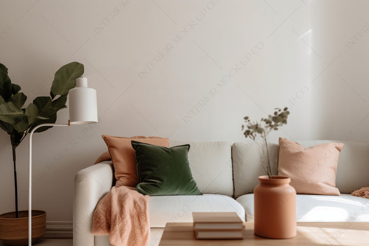 Soft Pink & Green Blank Wall - Stock Image Bundle