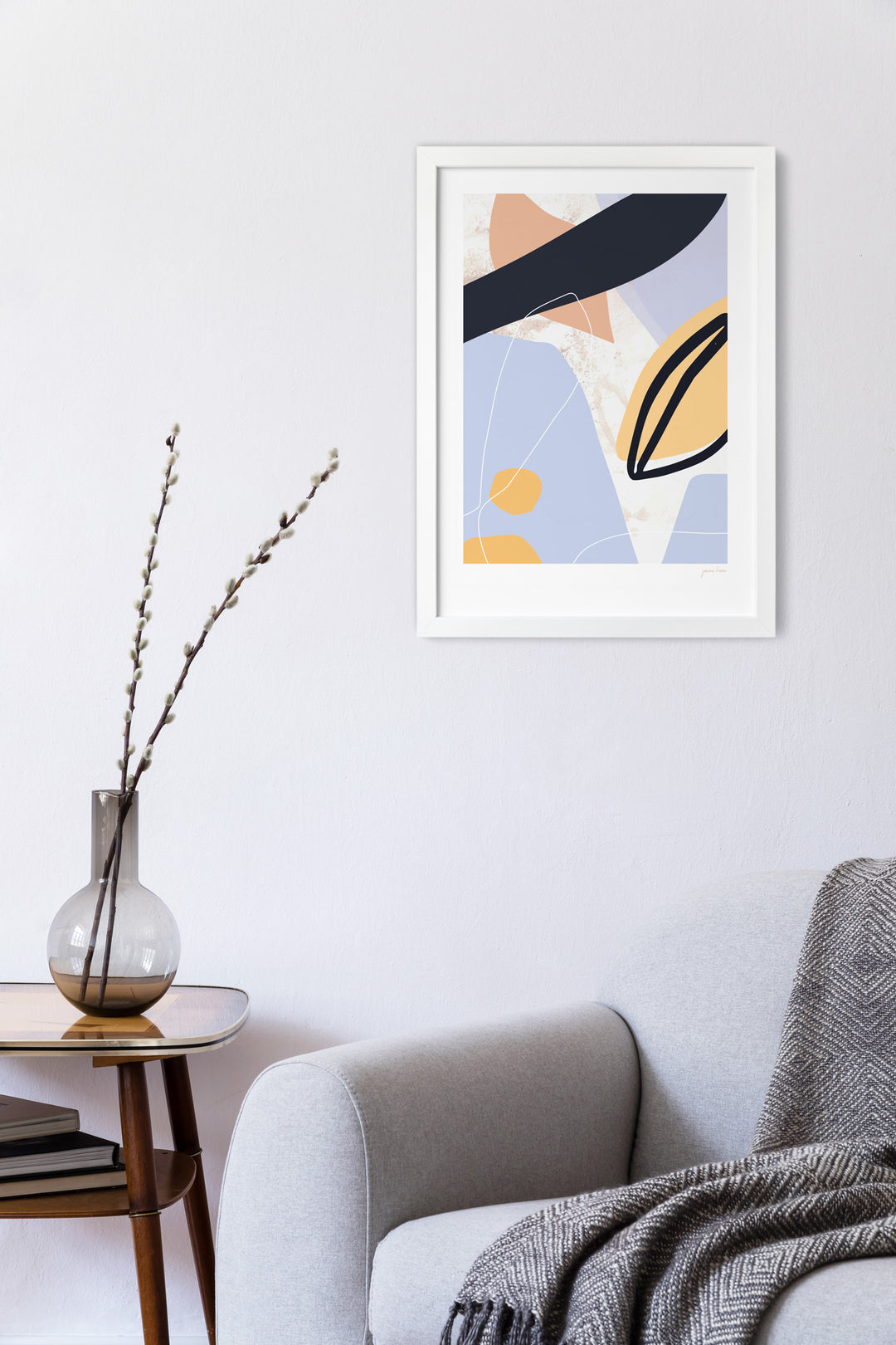 abstract art print insitu lounge interior