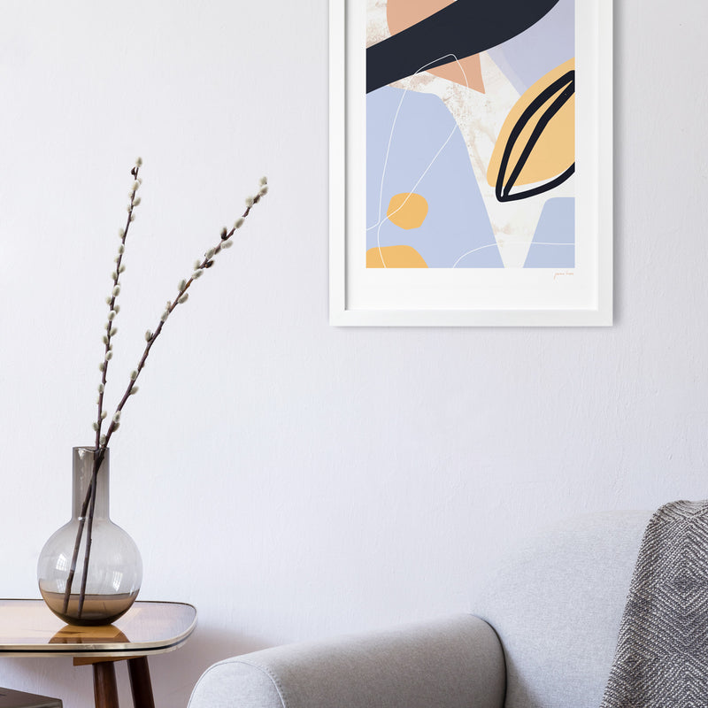 abstract art print insitu lounge interior