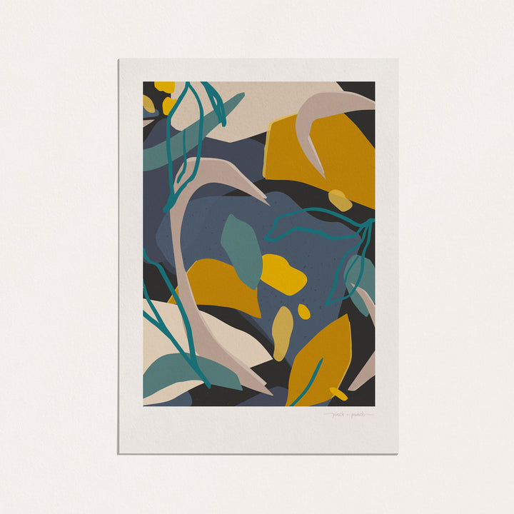 Golden Leaf Trio - Abstract Art Prints