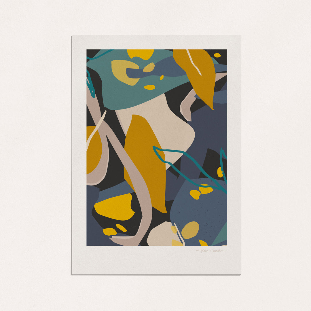 Golden Leaf Trio - Abstract Art Prints