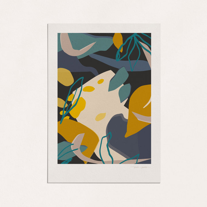 Golden Leaf Trio - Abstract Art Prints