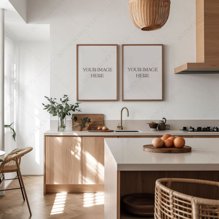 Minimal Kitchen Frame Mockup Boho Interior set of 2 frames PSD