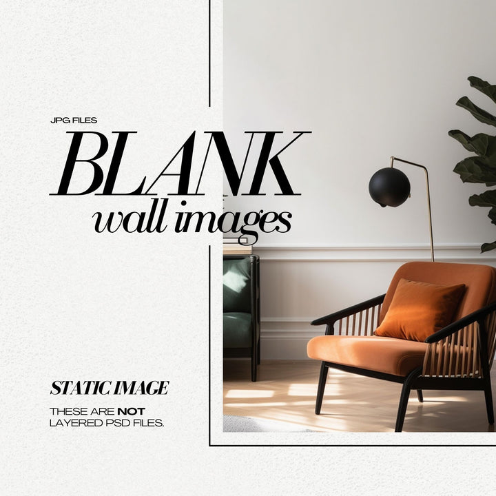 Mid Century Mockup JPG Interior Bundle Blank Wall Stock Image