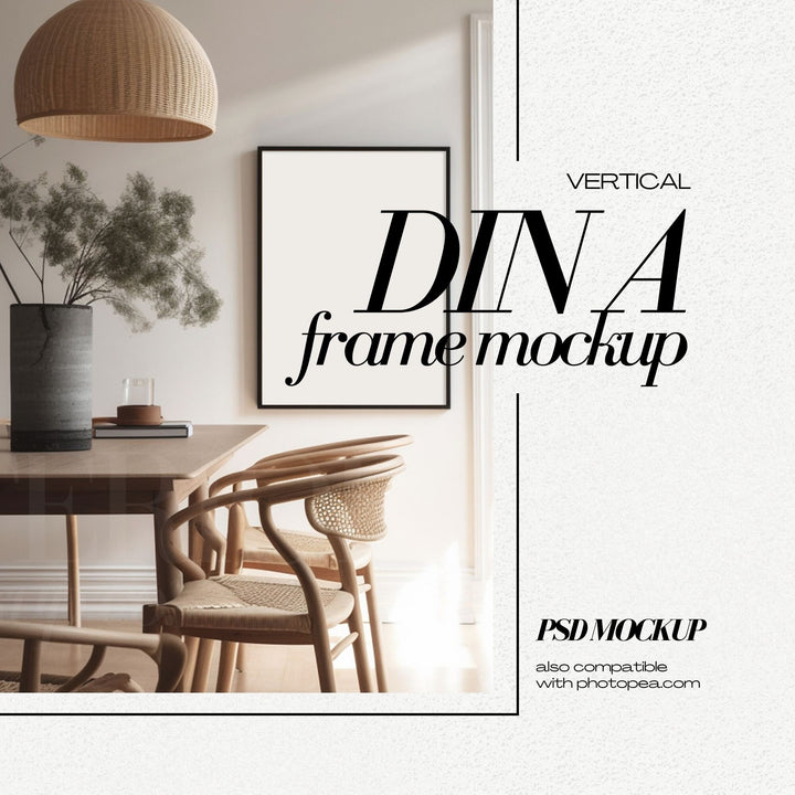 DIN A2 Frame Mockup PSD Vertical Black Frames Mock up for Art