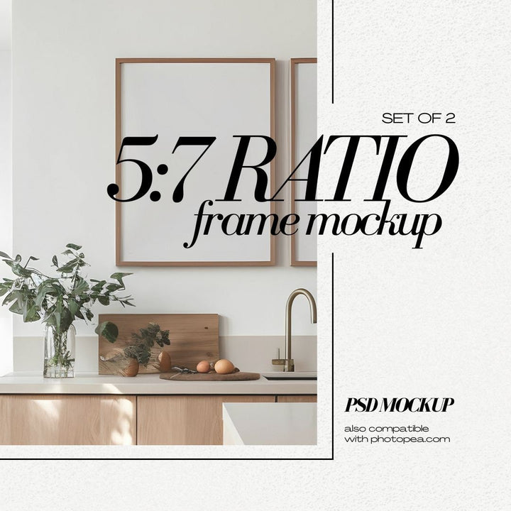 Minimal Kitchen Frame Mockup Boho Interior set of 2 frames PSD