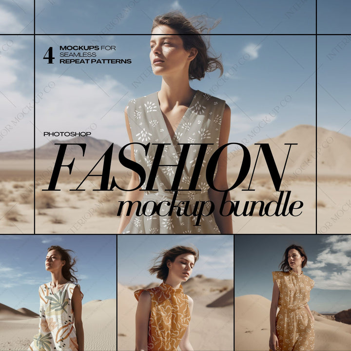 PSD Fashion AOP Mockup Bundle for Seamless Patterns