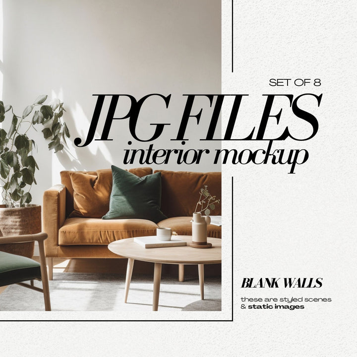 Mid Century Mockup JPG Interior Bundle Blank Wall Stock Image