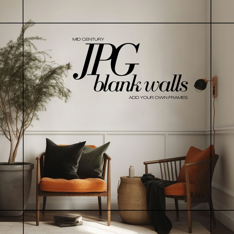 Mid Century Mockup JPG Interior Bundle Blank Wall Stock Image