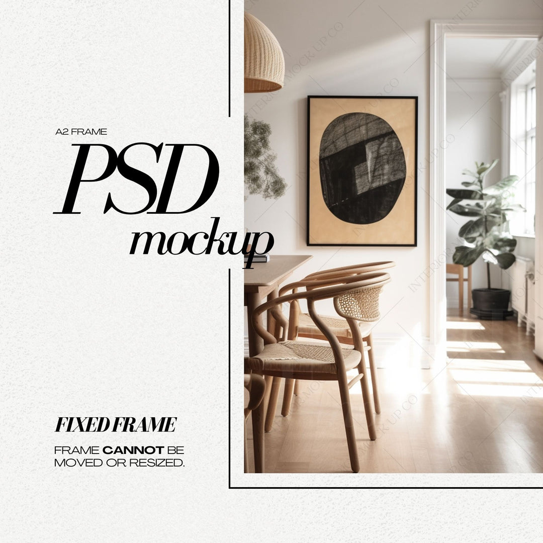 DIN A2 Frame Mockup PSD Vertical Black Frames Mock up for Art