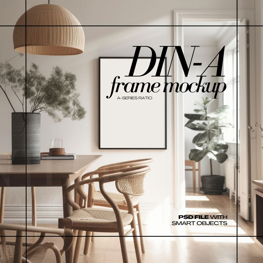 DIN A2 Frame Mockup PSD Vertical Black Frames Mock up for Art