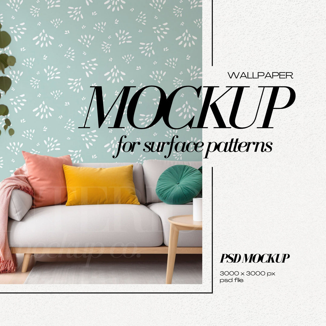 PSD Wallpaper Mockup - Bright Colorful Interior