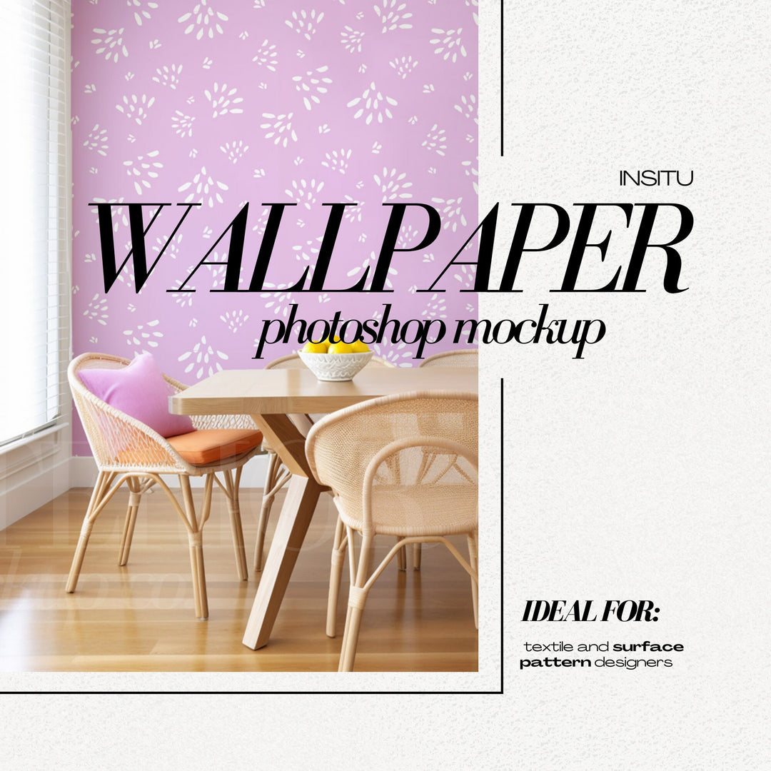 PSD Wallpaper Mockup - Colorful Dining Interior