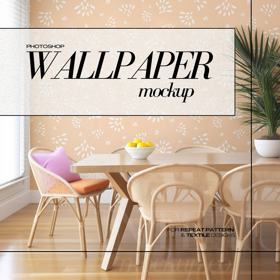 PSD Wallpaper Mockup - Colorful Dining Interior