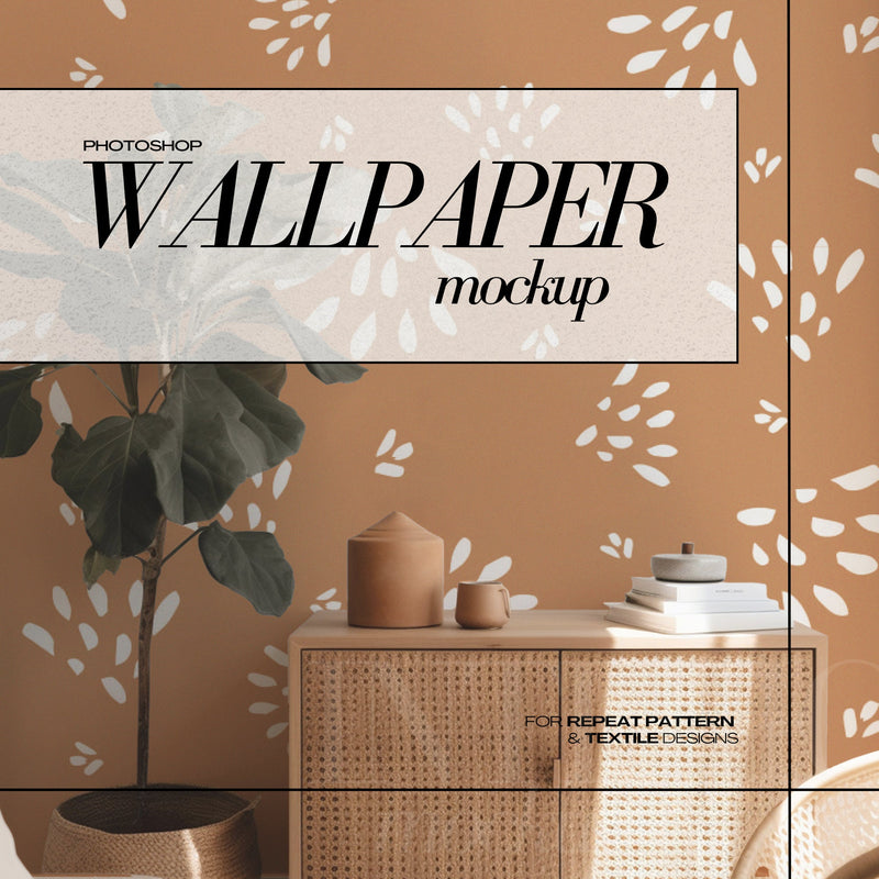 Wallpaper Mockup Boho Interior Mock Up for Wall Covering PSD Surface Pattern Design